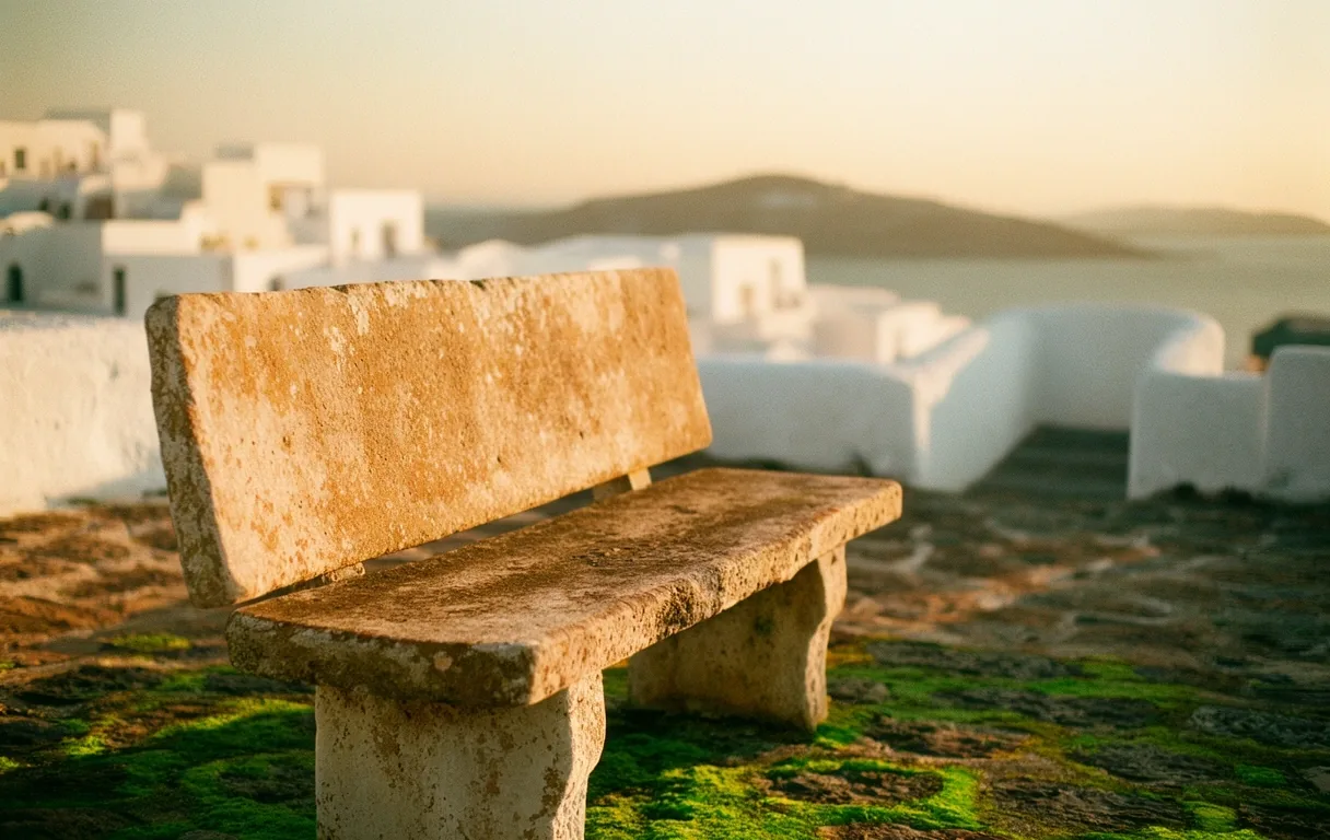 Aegean sun-bleached terrace